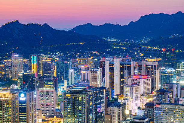 从韩国首尔南山拍摄的首尔城市夜景图片下载