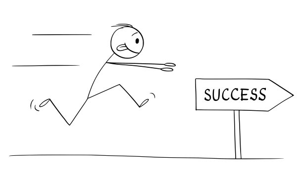 人或商人跑步为成功，矢量卡通简笔画插图图片下载