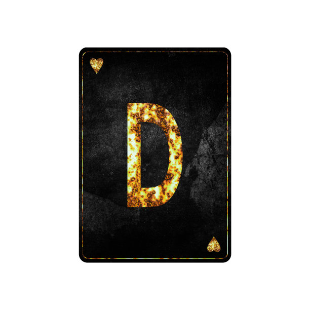 字母d，老式扑克牌上的字母表。孤立在白色背景。图片下载