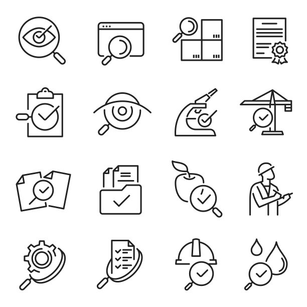 单色轮廓线检查图标设置图片下载