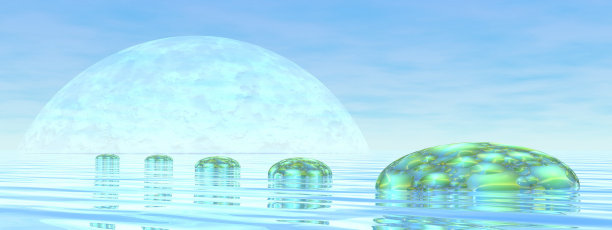 海洋上的步骤- 3D渲染图片下载