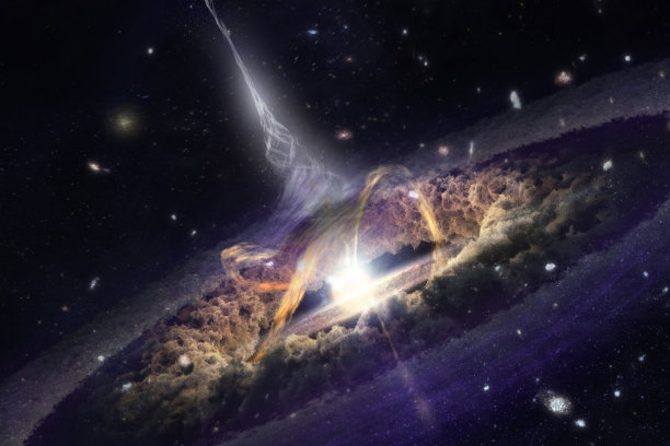 神秘的黑洞产生，遥远空间的能量爆发。科幻背景。图片元素由美国宇航局提供。图片下载