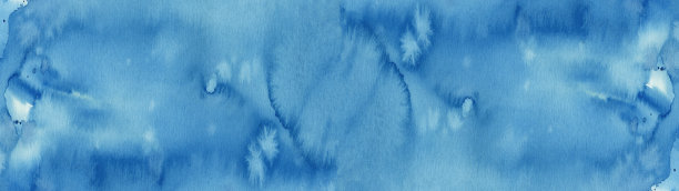 彩色蓝色抽象水彩喷溅笔刷纹理插图背景横幅全景，艺术纸设计-创意水彩画，帆布设计，手绘图片下载