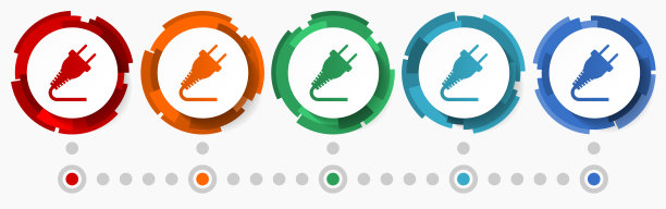 电力，电力概念矢量图标集，现代设计抽象web按钮5种颜色选项，信息图表模板图片下载