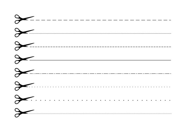 剪刀剪虚线与破折号图标设置。图片下载