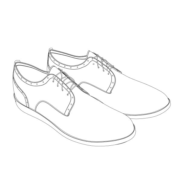 轮廓的男人的鞋子从黑色线条孤立在白色的背景。等距视图。矢量插图。图片下载