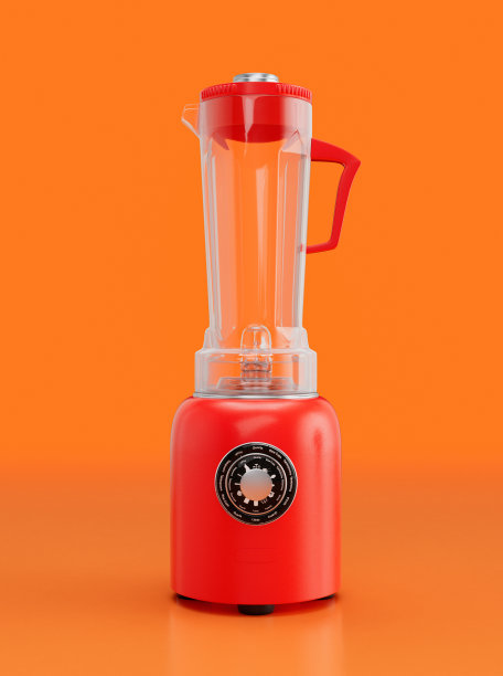 复古摇壶，复古厨房电器前视图，3d渲染图片下载