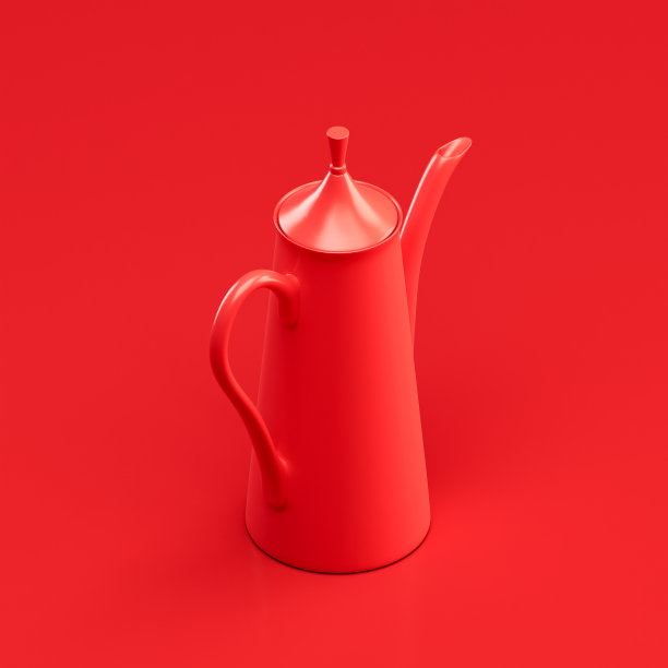 单色复古茶壶壶，复古厨房等距电器，3d渲染图片下载