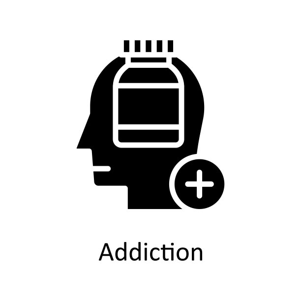 成瘾矢量固体图标设计插图。人类的心态符号在白色背景EPS 10文件图片下载