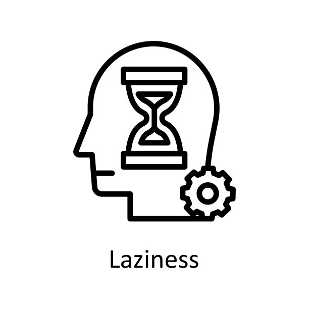 懒惰矢量轮廓图标设计插图。人类的心态符号在白色背景EPS 10文件图片下载