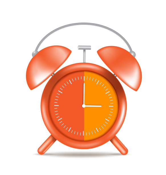 橙色黄色闹钟隔离在白色背景图片下载