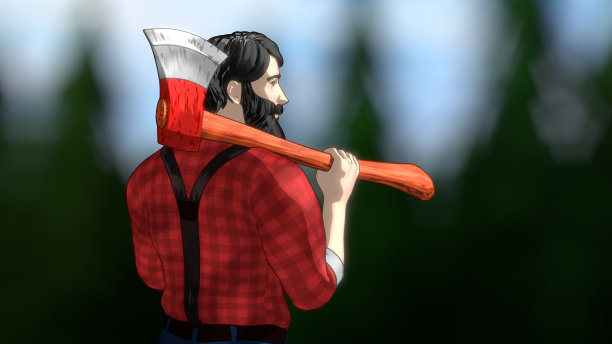 伐木工人后视图图片下载