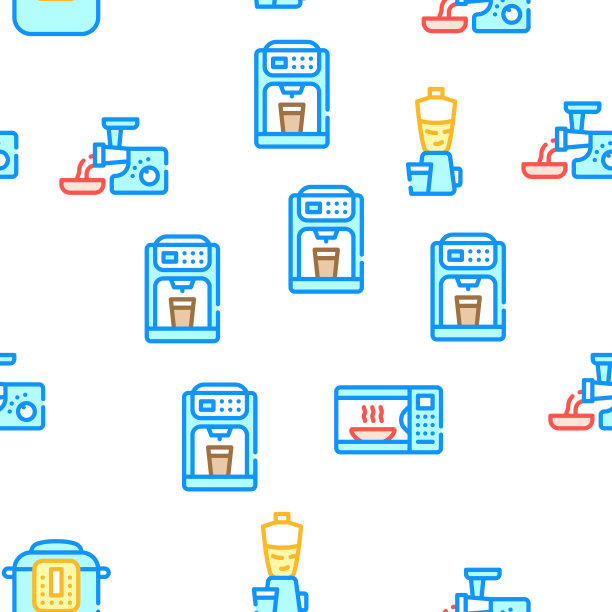 厨房电子收集图标集向量插图图片下载