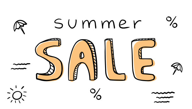 夏季销售横幅涂鸦风格，矢量插图图片下载