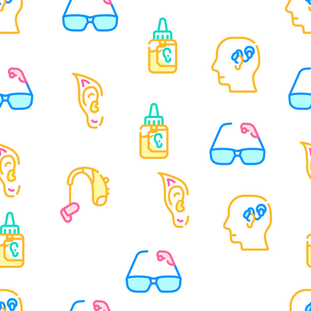 听力设备收集图标集向量插图图片下载