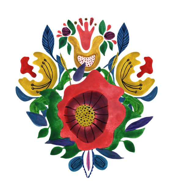 花卉装饰构图图片下载