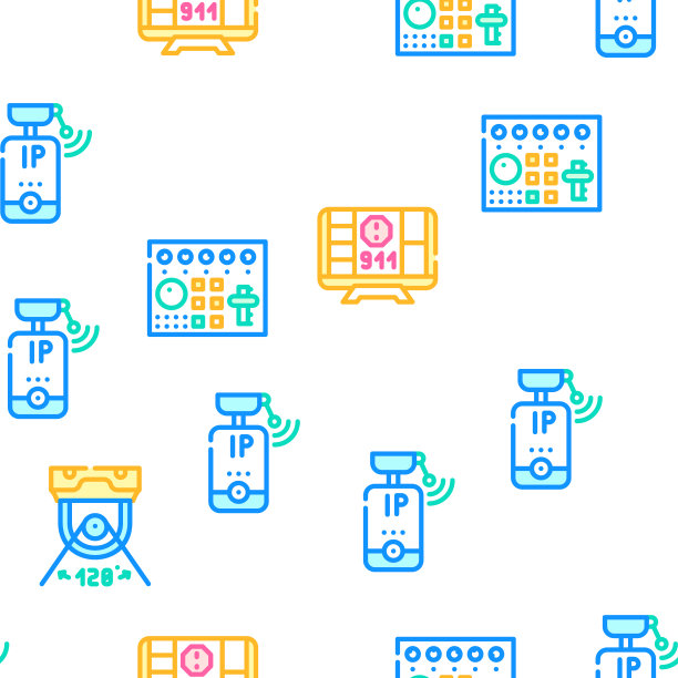 闭路电视摄像头安全矢量无缝模式图片下载