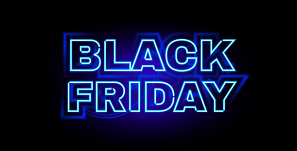 黑色星期五促销用霓虹灯闪耀着横幅图片下载