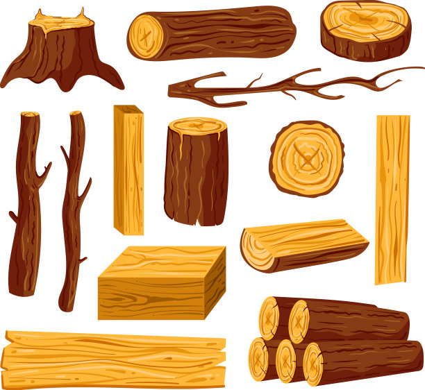 砍下未加工的松树树干和木板图片下载