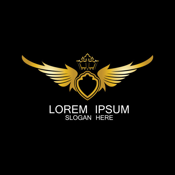 金色翼盾与皇冠标志纹章图片下载