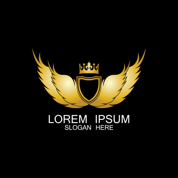 金色翼盾与皇冠标志纹章图片下载