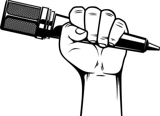 人手配麦克风设计元素为图片下载