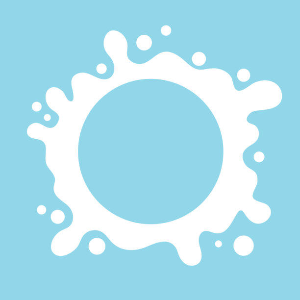 白色牛奶飞溅，液体形状，孤立在蓝色背景，矢量插图。图片下载