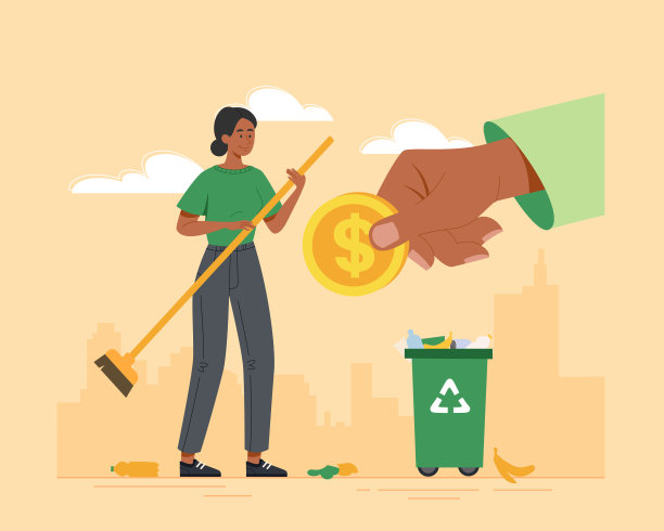 清洁女工的硬币图片下载