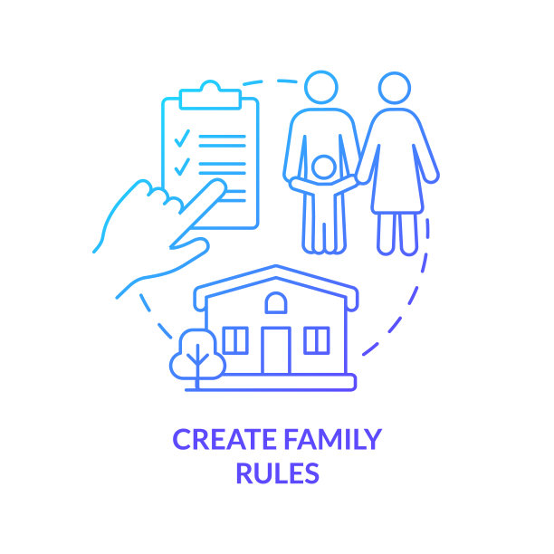 创建家庭规则蓝色梯度概念图标图片下载
