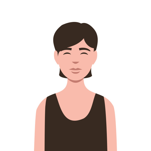 黑色头发的女人与无袖连衣裙平面矢量插图。图片下载