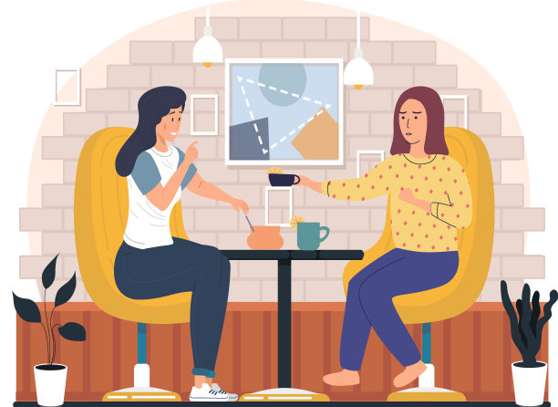 女性朋友坐在咖啡厅，聊天，喝热饮。女孩们花时间在户外图片下载