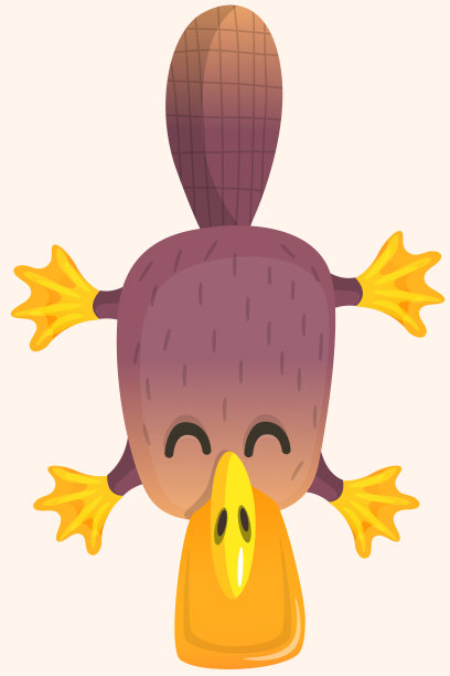 孤立的鸭嘴兽卡通插图图片下载