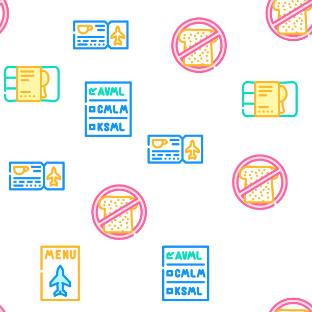 航空食品营养矢量无缝模式图片下载