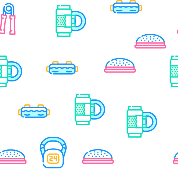 家庭健身房设备矢量无缝模式图片下载