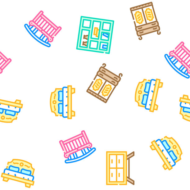 家具房子房间内部图标设置向量图片下载