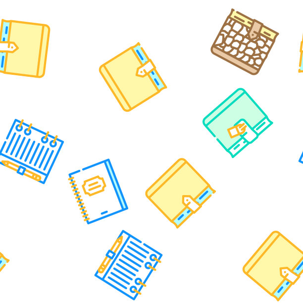 日记纸文具附件图标集向量图片下载