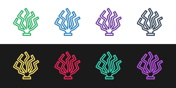 设置线珊瑚图标孤立的黑白图片下载