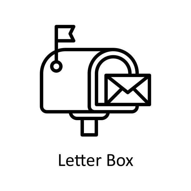 信箱矢量轮廓图标设计插图。城市元素符号在白色背景EPS 10文件图片下载