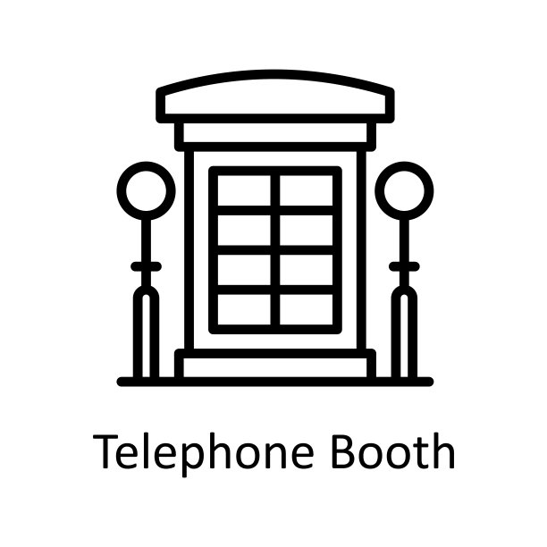 电话亭矢量轮廓图标设计插图。城市元素符号在白色背景EPS 10文件图片下载