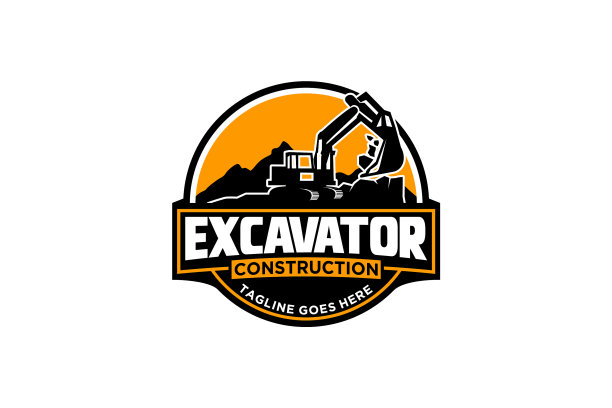 挖掘机标志模板为重型设备标志图片下载