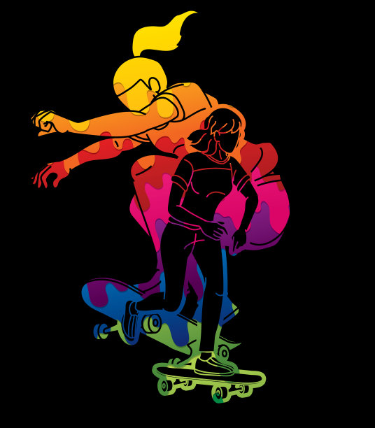 一群人玩滑板极限运动图片下载