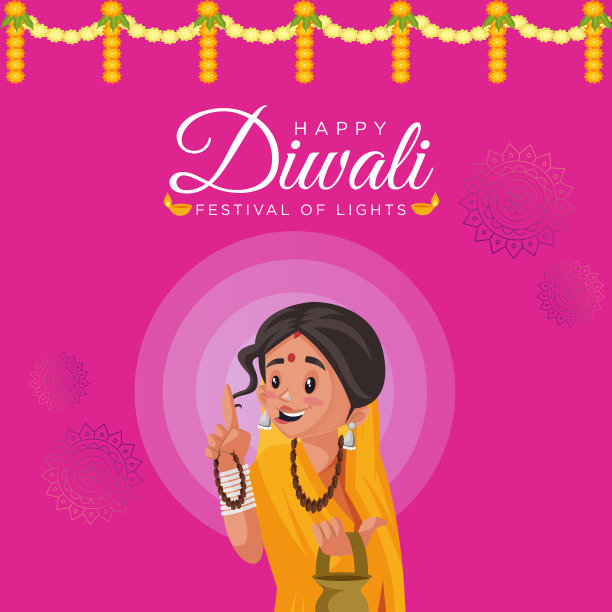 排灯节快乐的横幅设计图片下载