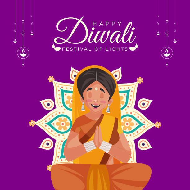 排灯节横幅设计快乐图片下载