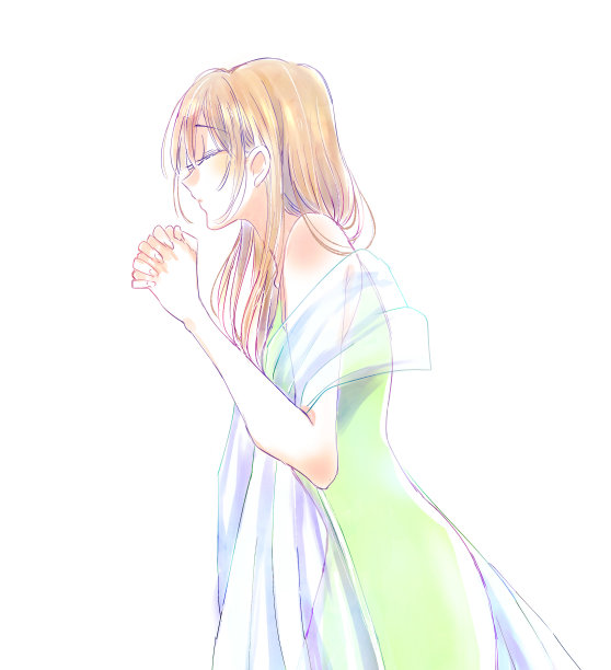 一个美丽的祈祷的女人的插图图片下载