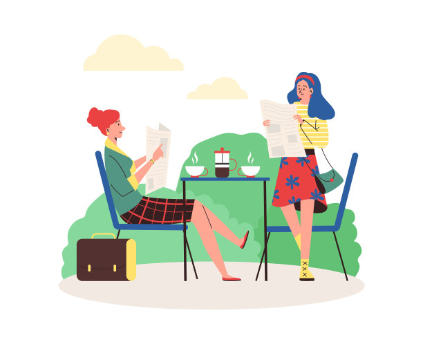 两个女人读着每日报纸上的新闻图片下载