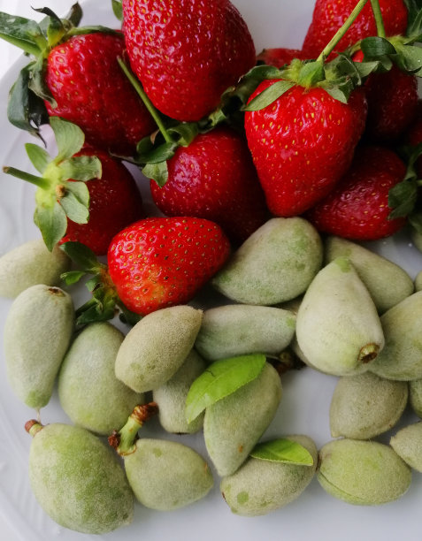 生鲜绿杏仁和草莓图片下载