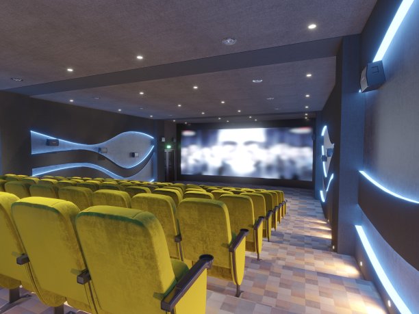 3 d渲染。影院内部。图片下载