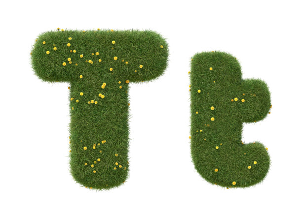 现实草字母孤立在白色背景。收集。图片下载