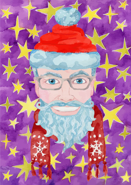 有英俊圣诞老人的圣诞贺卡图片下载