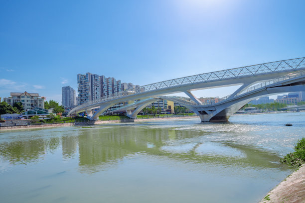 成都大桥和金融城在一个阳光明媚的日子图片下载